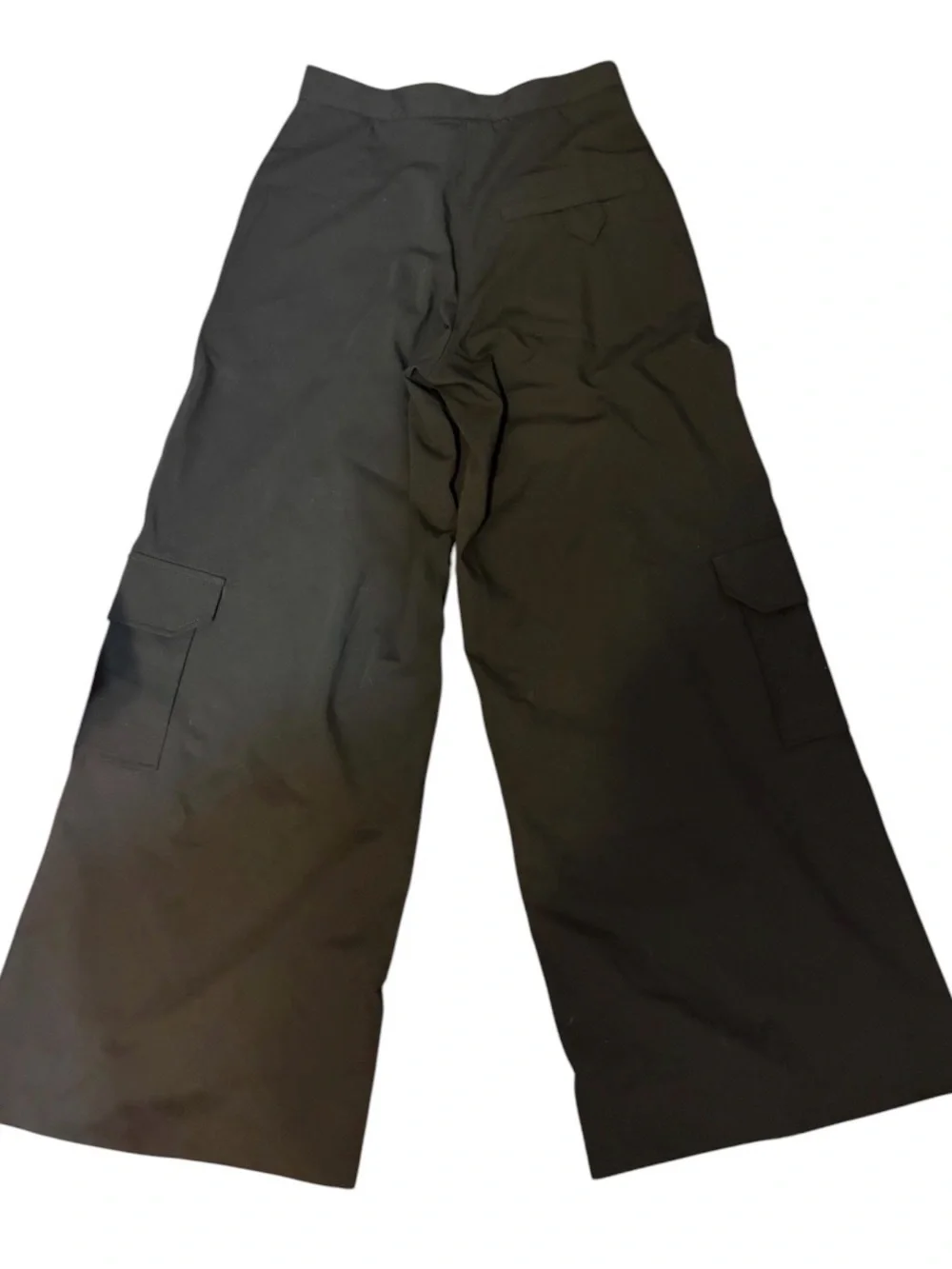GANNI Twill Suiting Cargo Pants Size 0 Black Wide Leg High Rise Utility